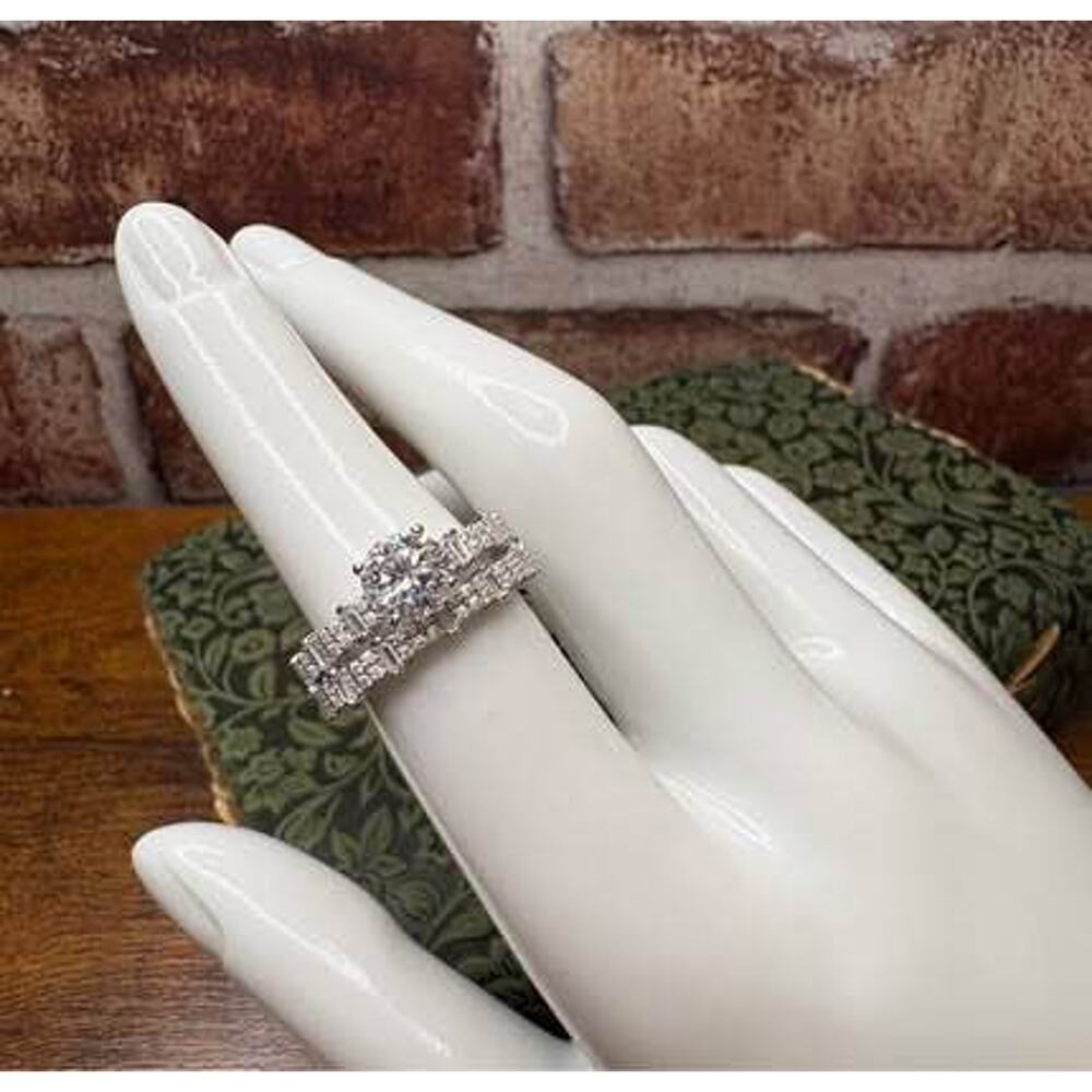 Size 8 - Beautiful 2 CTW Moissanite Wedding Bridal Set - 925 Sterling Silver
